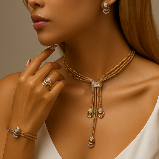 Set Bijuterii Aurii cu Perle